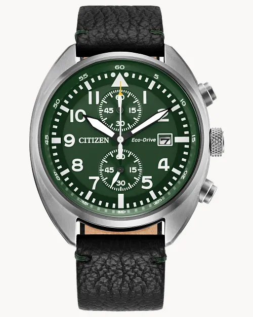 Sport Casual Green Dial Leather Strap CA7041-07X | CITIZEN Sport Casual Green Dial Leather Strap CA7041-07X | CITIZEN